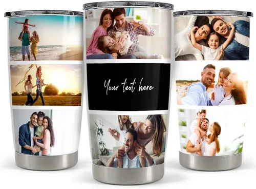 Vaso Térmico de Foto Personalizado para Familia Foto Personalizada 20oz 30oz Vasos Térmicos con Tapa Regalo para Familia Mamá Papá Pareja Mejores