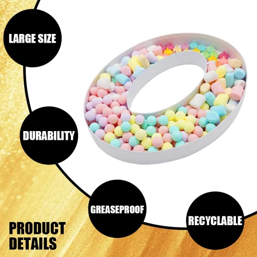 Miniatura 3 de WENPACK Bandeja grande de cartón rellenable de 15 pulgadas, bandeja de papel maché para magdalenas dulces, caja de cumpleaños (0)