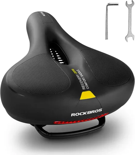 Miniatura 9 de ROCKBROS Asiento de bicicleta cómodo para bicicleta de montaña, accesorios para hombres y mujeres, cojín de asiento de bicicleta ancho suave