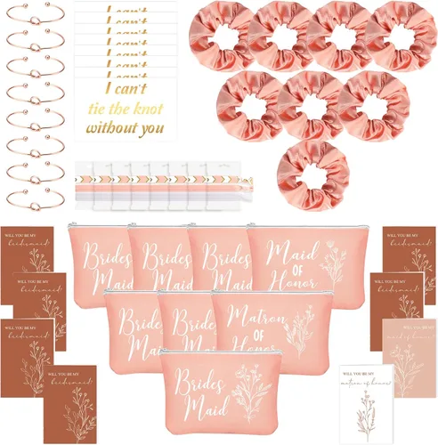 Miniatura 9 de 48 piezas de 8 juegos de regalos de propuesta de dama de honor, regalos a granel de boda Will You Be My Maid of Honor Matron of Honor, bolsas de Gris