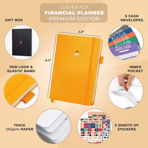 Miniatura 38 de Clever Fox Planificador de presupuesto edición premium, cuaderno de seguimiento de gastos + 5 sobres de efectivo, organizador de presupuesto; libro