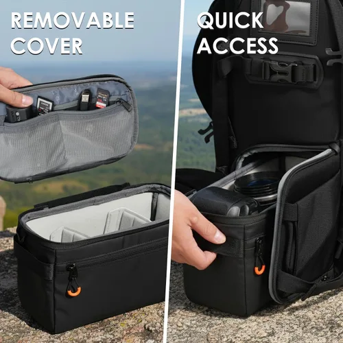 Miniatura 4 de TARION - Bolsa acolchada para cámara con marco protector DSLR interior organizador Se adapta a 1 cámara y 2 lentes: tapa extraíble compatible