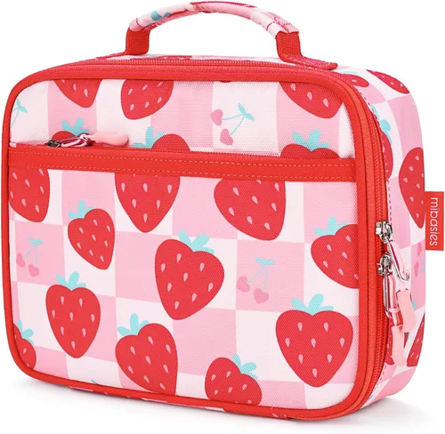 Miniatura 18 de mibasies Lonchera infantil para niñas, bolsa de almuerzo aislada y reutilizable para la escuela, preescolar, jardín de infantes, fresas surtidas