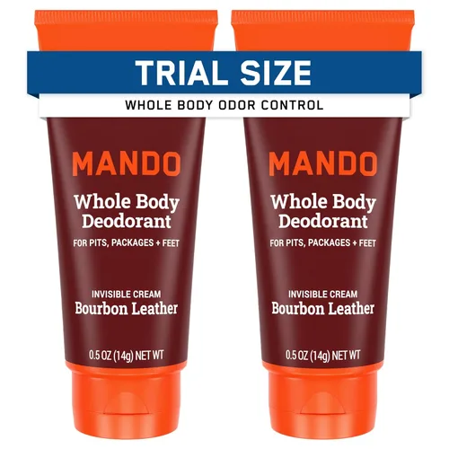 Mando Desodorante para todo el cuerpo – Mini tubo de crema invisible de tamaño de viaje – Control de olores de 72 horas – Sin aluminio y bicarbonato