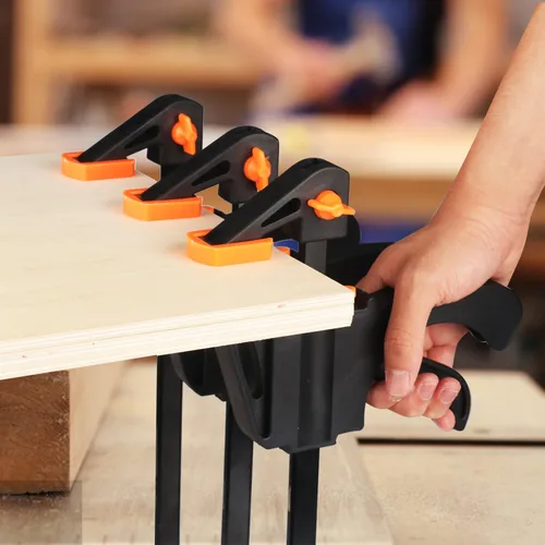 Miniatura 5 de Paquete de 6 abrazaderas de barra F de 10 pulgadas, abrazaderas de barra para trabajo de madera, manualidades, 300 libras, para trabajo de madera