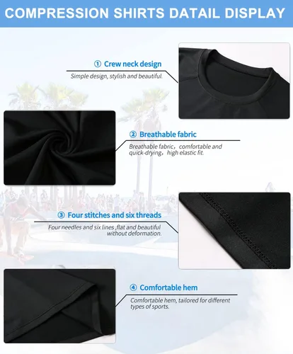 Miniatura 5 de Camiseta de compresión para hombre, de manga larga, atlética, para entrenamiento, camiseta deportiva activa, camiseta interior de ajuste seco
