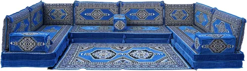 Miniatura 38 de arabicsofa Cojines de piso árabe en forma de U – Sofá tradicional Majlis con sofá otomano
