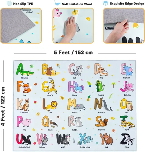 Miniatura 2 de Alfombras infantiles para sala de juegos, alfombra educativa para aprender el alfabeto ABC, suave, lavable a máquina, antideslizante, bonita