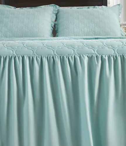 Miniatura 5 de CHIXIN Colcha con falda con volantes, caída de 30 pulgadas de largo, ropa de cama estilo Shabby Chic, ligera, juego de 3 piezas, tamaño King