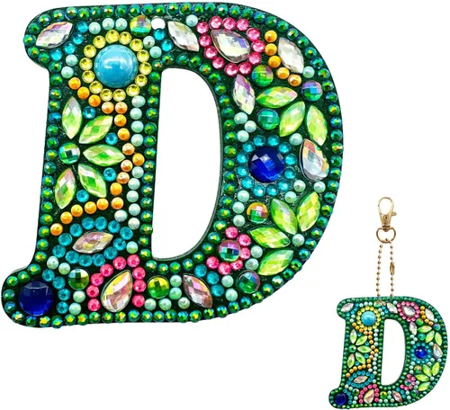 Miniatura 9 de YOYA Llaveros de pintura de diamantes de doble cara letras 5D con pintura de diamantes, kit de llavero de pintura de diamantes de taladro completo