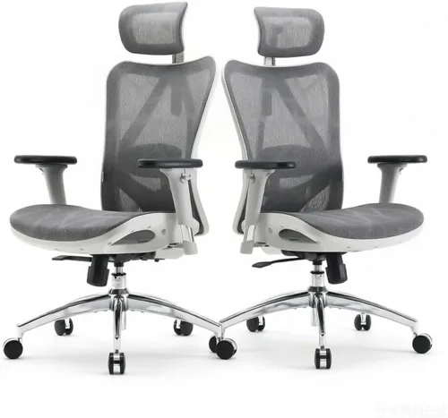Miniatura 14 de SIHOO M57 Silla de oficina ergonómica de malla, silla de escritorio con respaldo alto para el hogar con reposabrazos 3D, soporte lumbar y Gris