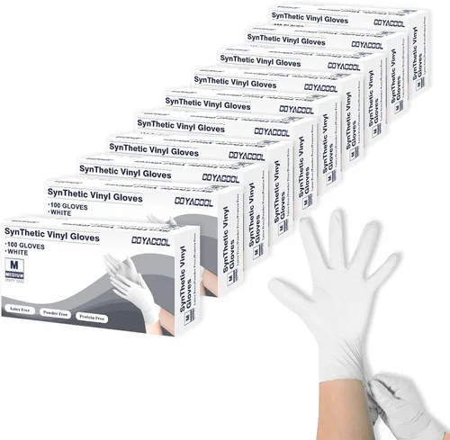 Miniatura 9 de Guantes desechables medianos, de mezcla de nitrilo y vinilo, sin látex, 100 unidades, guantes de grado alimenticio para limpieza, preparación de Azul