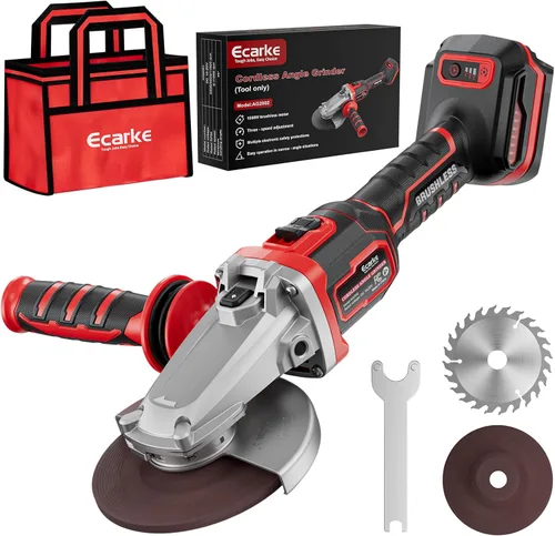 Ecarke Amoladora angular de cabeza plana compatible con batería Milwaukee de 18 V, 4-1/2 a 5 pulgadas, 11000 RPM, sistema de seguridad múltiple y