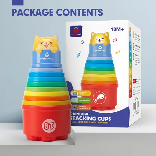 Miniatura 9 de hahaland Juguetes apilables para niños pequeños de 1 a 3 años – Vasos apilables – Juguete para niños de 1 a 2 años de edad Juguetes Montessori
