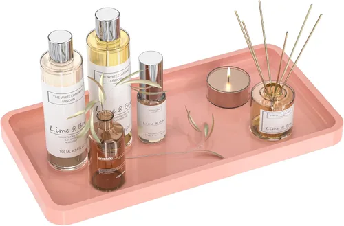 Miniatura 19 de Weenson Bandeja de tocador de baño para encimera, artículos de tocador, decoración de maquillaje, velas de perfume, bandeja de cocina para Blanco