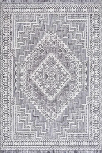 Miniatura 2 de Hauteloom Ethereal - Alfombra de pasillo con borde geométrico de medallón de diamante, estilo bohemio de transición, tribal azteca del suroeste
