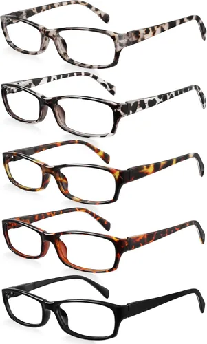 Miniatura 15 de Reading Glasses for Women, Rectangle Readers for Women with Blue Light Blocking Spring Hinge Eyeglasses UV Filter