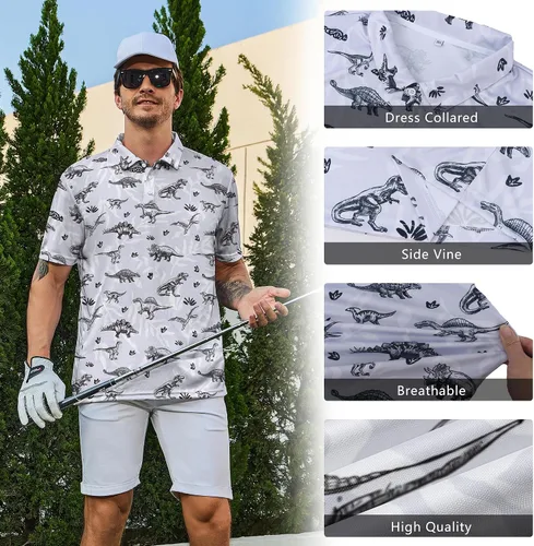 Miniatura 5 de Sriyanka Camisas de golf para hombre, ajuste seco, manga corta, rendimiento casual, absorción de humedad