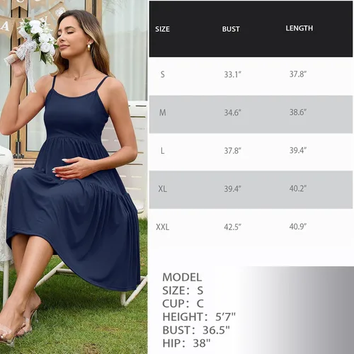 Miniatura 63 de GINKANA Vestido de maternidad sin mangas para mujer, con tirantes ajustables, vestido casual de verano para uso diario o baby shower