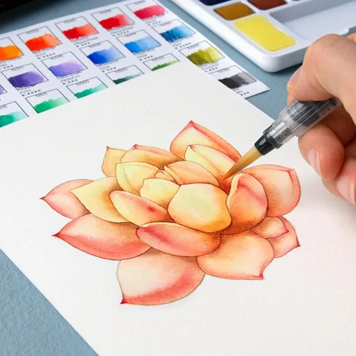 Miniatura 7 de Woomer Juego de pintura de acuarela, 36 colores vibrantes con pincel de agua y 10 papeles de acuarela de algodón de alta calidad (32 K), perfecto