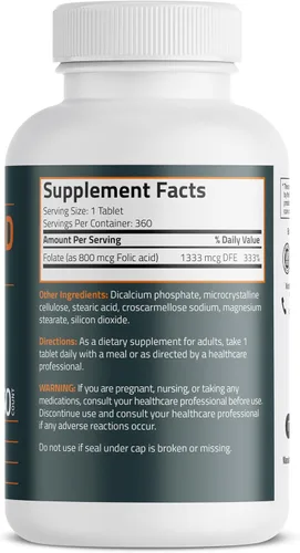 Miniatura 2 de Bronson El ácido fólico 800 MCG apoya el desarrollo prenatal, sin OMG, 360 tabletas