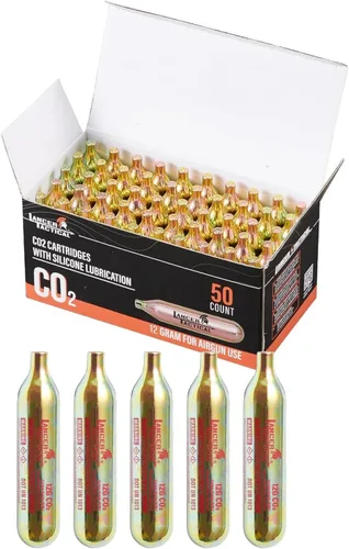 Lancer Tactical Cartuchos de CO2 de aceite de alta presión de 0.42 oz con aceite de silicona para Airsoft/Airguns/Defense Launcher- (paquete de 50)