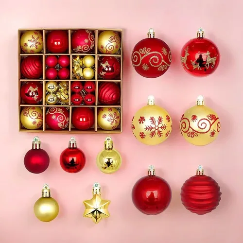 Miniatura 11 de Juego de 44 adornos de bolas de Navidad, adornos de bolas de Navidad inastillables para Navidad, vacaciones, corona y decoraciones de fiestas