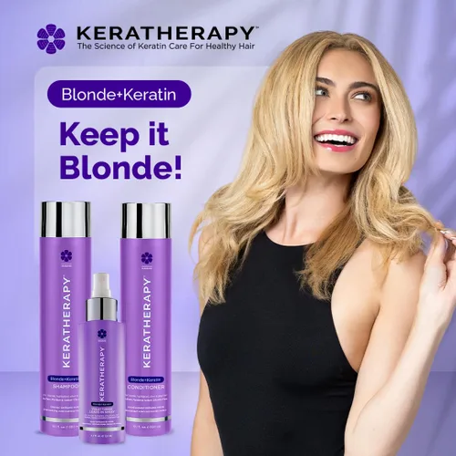 Miniatura 10 de KERATHERAPY Champú tonificante violeta totalmente rubio con infusión de queratina, 10.1 onzas líquidas, 10.1 fl oz, champú violeta para cabello