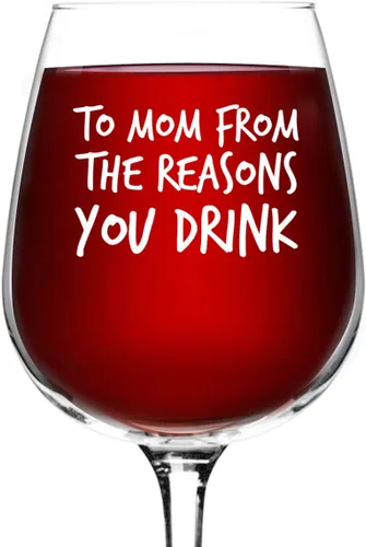 Miniatura 3 de To Mom From the Reasons You Drink - Copa de vino divertida - 12.75 onzas - Regalo de cumpleaños para mamá, madrastra, bonita copa de vino