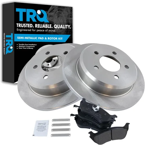 Miniatura 138 de TRQ Juego de pastillas de freno semimetálicas traseras y rotores compatibles con Chevrolet Trailblazer 02-06 Trailblazer EXT 04-06 SSR 02-07 GMC