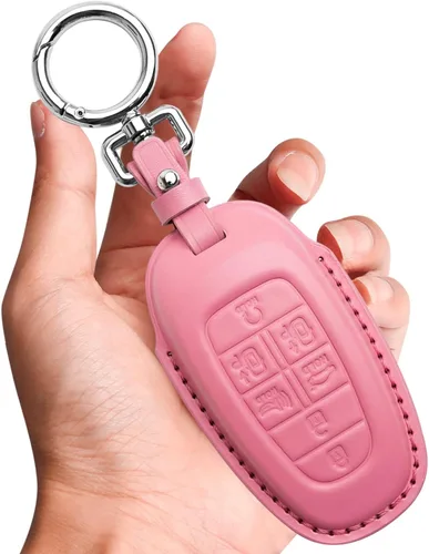 Miniatura 12 de Tukellen Funda para llavero de cuero con llavero compatible con Hyundai Sonata 2020 2021, llave remota Tucson 2022, color negro