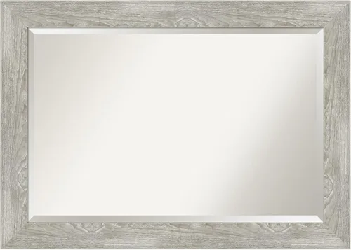 Miniatura 19 de Amanti Art Espejo de baño gris para sobre el fregadero, espejo rectangular gris rústico de corteza de 25 x 21 pulgadas, marco rústico de campo