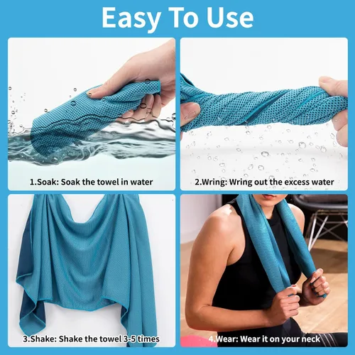 Miniatura 6 de YESLIFE Paquete de 4 toallas refrescantes de 40 x 12 pulgadas, toallas de gimnasio para hombres y mujeres, toallas de entrenamiento suaves y Negro