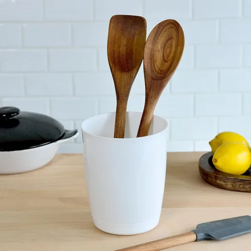 Miniatura 4 de Youngever Paquete de 2 soportes de plástico para utensilios, organizadores de utensilios blancos, utensilios de cocina grandes