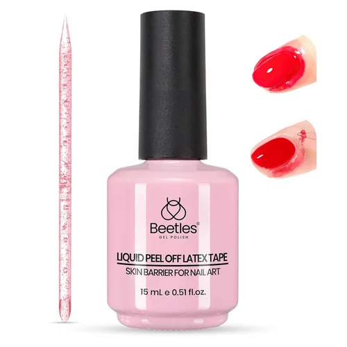 Miniatura 10 de Beetles - Látex líquido sin olor para uñas, 0.5 onzas líquidas, barrera de esmalte de uñas de látex blanco, protector de cutículas para gel