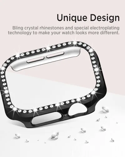 Miniatura 3 de Miimall Funda protectora de diamantes de imitación para mujer, compatible con Apple Watch 11/10 de 1.654 in, protector de marco de policarbonato
