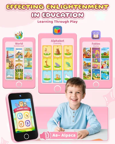 Miniatura 4 de Teléfono inteligente para niños para niñas, teléfono con pantalla táctil mejorada de 3.5 pulgadas para niños de 3 a 8 años, regalos de cumpleaños