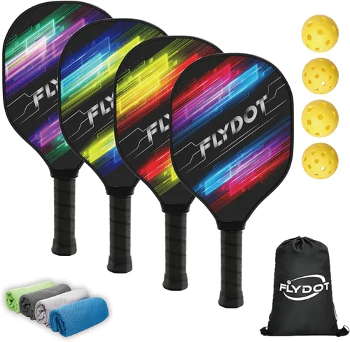 Miniatura 9 de Juego de 4 palas de pickleball, aprobadas por USAPA, 4 pelotas de pickleball para interiores y exteriores, bolsa de transporte, 4 toallas