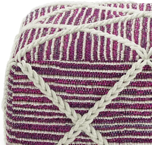 Miniatura 8 de SIMPLIHOME Cowan Puf cuadrado contemporáneo en telar magenta y natural tejido para la sala de estar, el dormitorio y la habitación de los niños