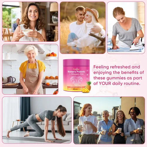 Miniatura 7 de Gomitas de probióticos femeninos con olmo resbaladizo – 60 gomitas de piña para mujeres ph equilibrio, probióticos vaginales que apoyan la flora