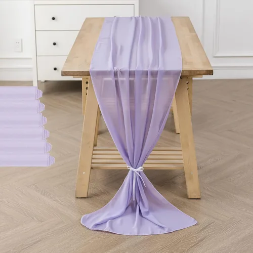 Miniatura 37 de Paquete de 2 caminos de mesa de gasa de 10 pies de 29 x 120 pulgadas, camino de mesa romántico transparente para boda, fiesta de cumpleaños