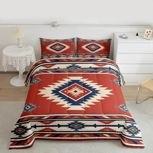 Miniatura 23 de Feelyou Juego de edredón geométrico del suroeste para niños y niñas, edredón nativo del suroeste, tamaño individual, juego de ropa de cama