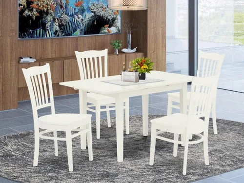 Miniatura 6 de East West Furniture NOGR3-BLK-W - Juego de mesa de comedor de 3 piezas para espacios pequeños que contiene una mesa de comedor rectangular con hoja