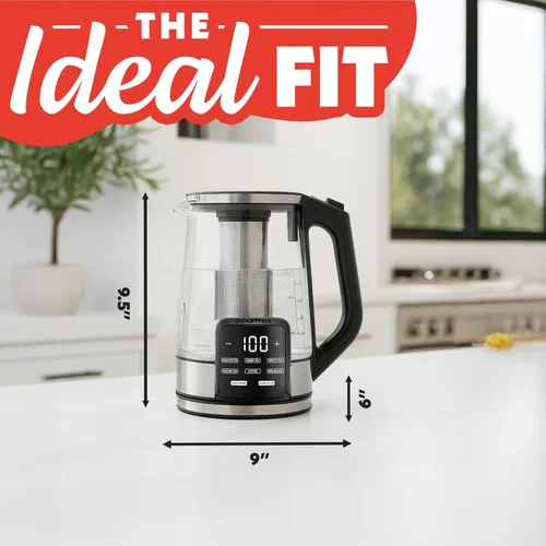 Miniatura 9 de Gourmia Hervidor eléctrico programable de vidrio – 1.7L Control de temperatura para té y café con pantalla táctil digital, 6 ajustes