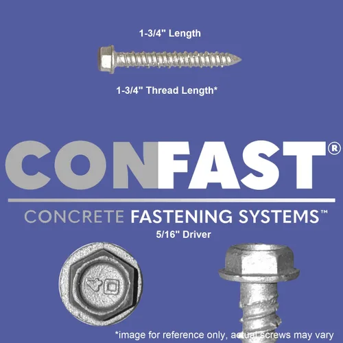 Miniatura 2 de CONFAST Tornillos de concreto de 1/4" x 1-3/4" de acero inoxidable 410, hexagonales, con broca para cemento para anclaje a mampostería, bloque