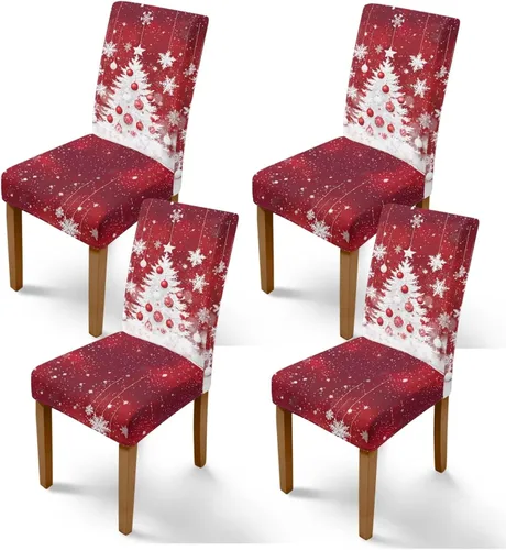 Miniatura 48 de Rnyleeg Fundas de silla de Navidad para sala de estar, diseño de muñeco de nieve azul, estampado de pájaros, fundas para sillas de comedor, 1