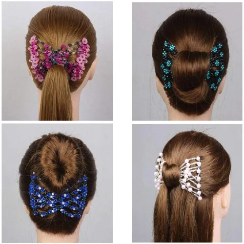 Miniatura 8 de LOVEF Fashion Trend Easy Stretch Double Peines Magic Hair Peines - Blanco y Negro