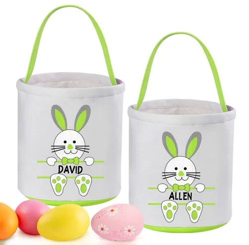 Cestas de Pascua personalizadas para niños y niñas, paquete de 2, cesta de conejo de Pascua Touber para regalos, cesta de Pascua personalizada con 2