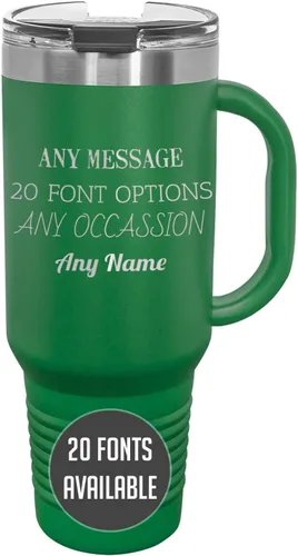 Miniatura 51 de Vaso de acero inoxidable aislado con tapa de 20 onzas (17 colores) personalizado con recubrimiento en polvo, grabado personalizado, nombre