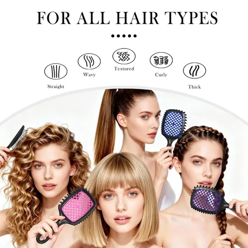 Miniatura 7 de Cepillo desenredante – Paquete de 2 cepillos ventilados para cabello húmedo y seco – Cepillo desenredante fácil y sin dolor que reduce los nudos
